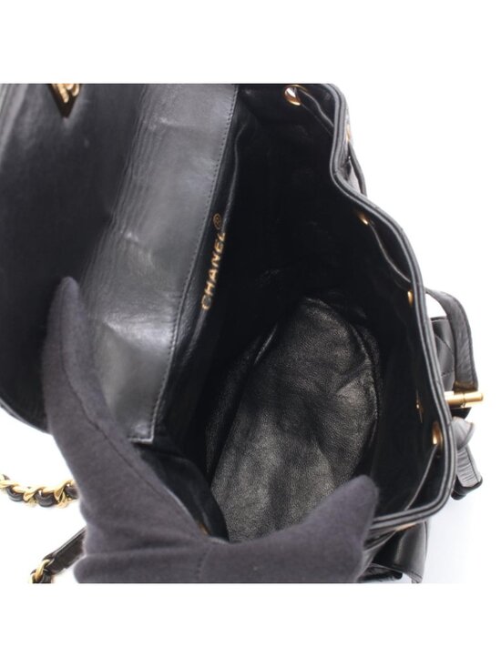 Chanel Backpack Quilted Black Lambskin Double Turnlock Chain main image 4